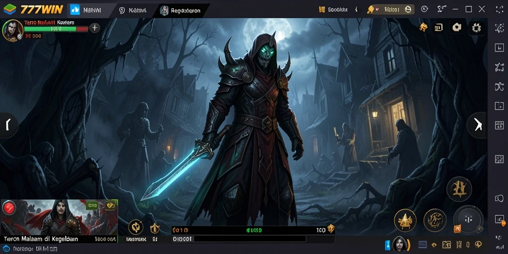Menampilkan gameplay menyeramkan dalam suasana gelap dan mencekam.