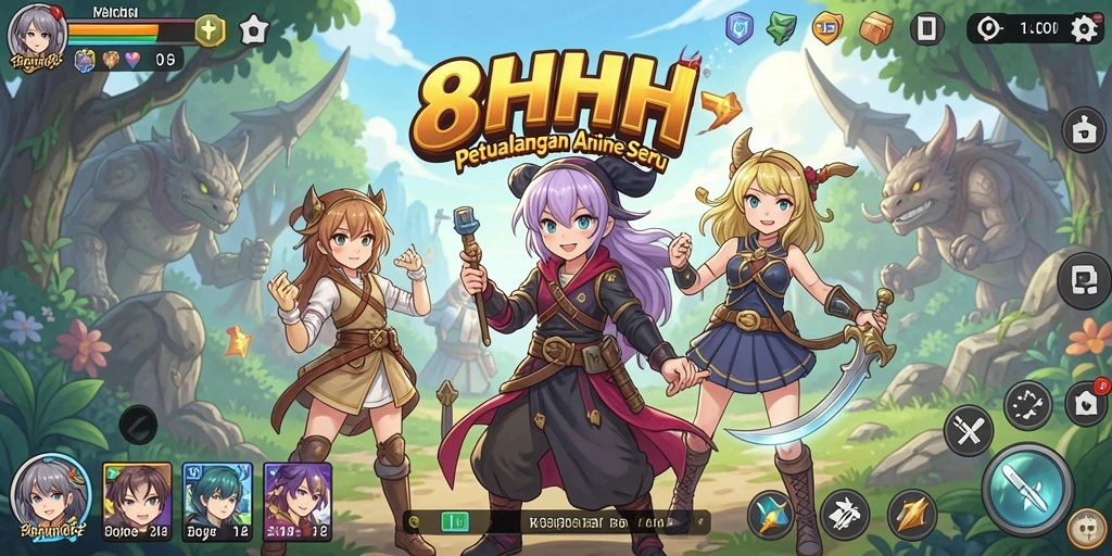 Tampilan gameplay menarik dari 8HHH yang penuh warna.