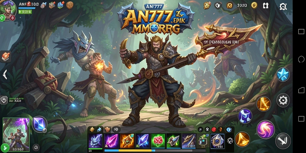 Screenshot gameplay AN777 menunjukkan aksi mendebarkan dalam pertempuran MMORPG.