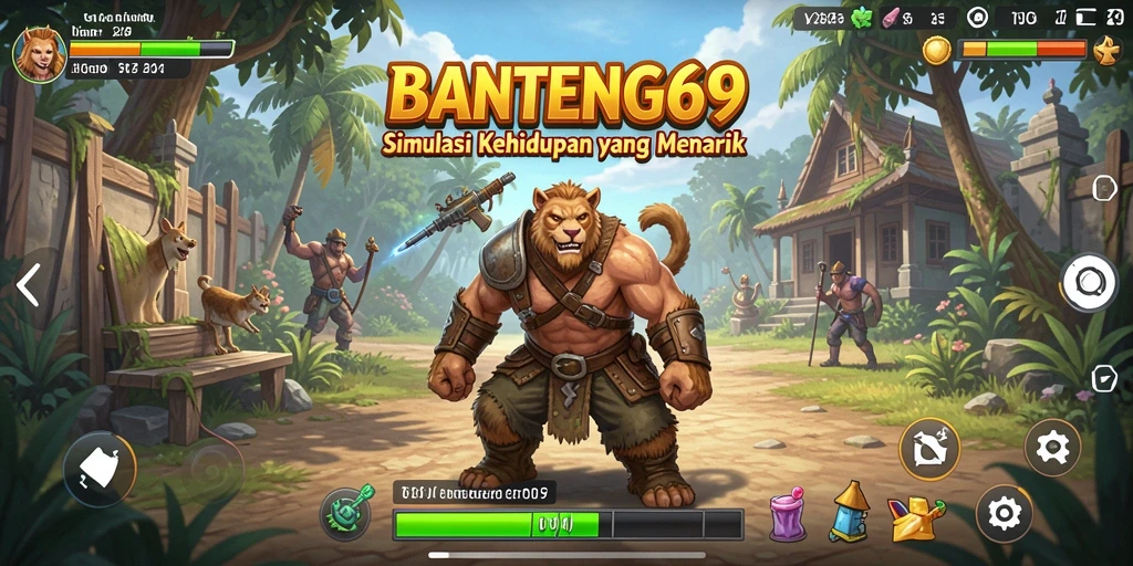 Tampilan gameplay <strong>BANTENG69</strong> dengan karakter interaktif beraksi.