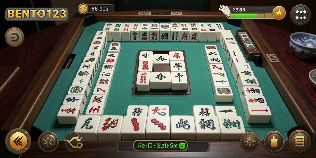 Tampilan gameplay BENTO123 yang seru dan menantang di Mahjong.