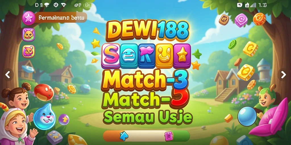 Tampilan gameplay seru dalam permainan Match-3 DEWI188.