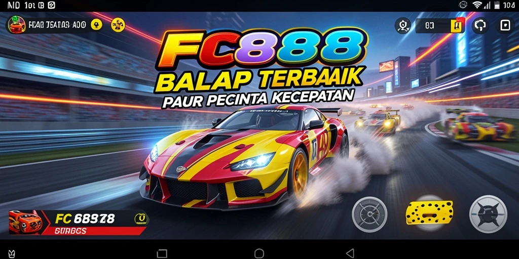 Tampilan gameplay balapan mendebarkan di FC888.