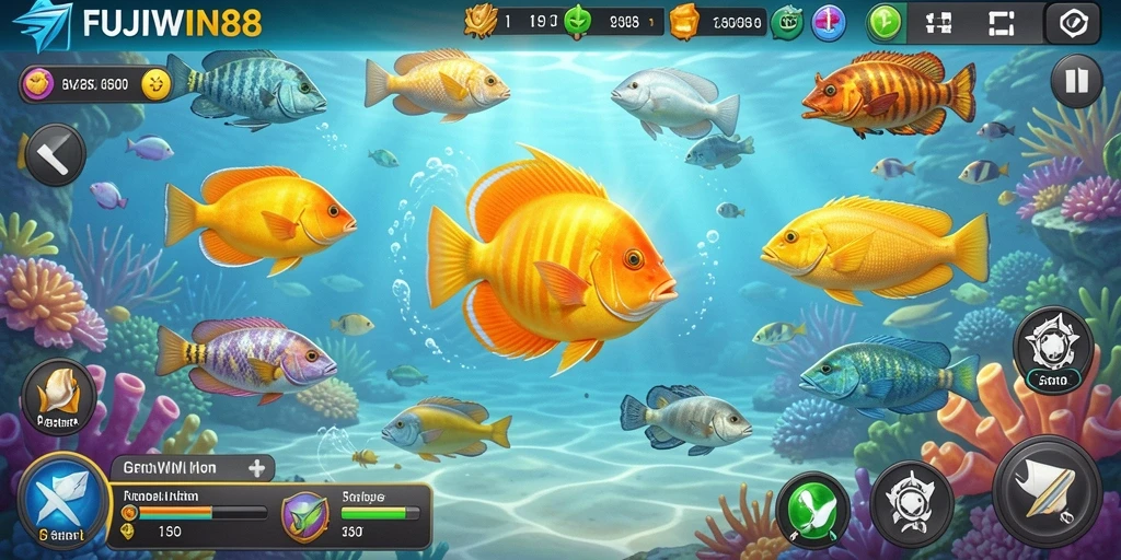 Screenshot FUJIWIN88 menampilkan aksi menembak ikan yang menegangkan.