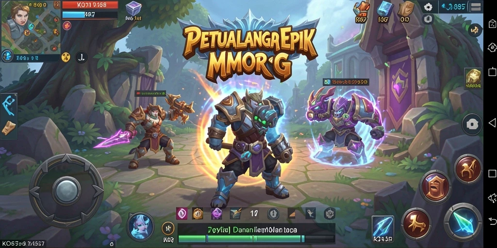 Screenshot gameplay KO857 menampilkan pertempuran mendebarkan di dunia MMORPG.
