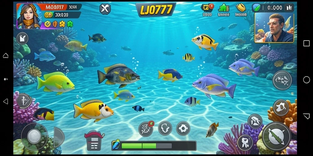 Screenshot gameplay LJO777 menampilkan aksi tangkap ikan yang seru.