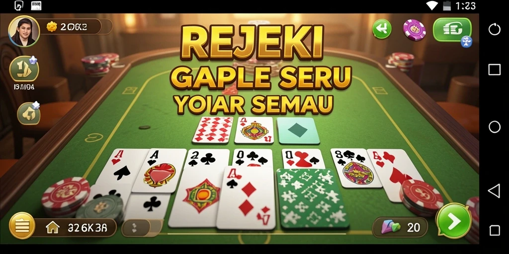 Tampilan penuh warna dari gameplay Gaple yang menarik.
