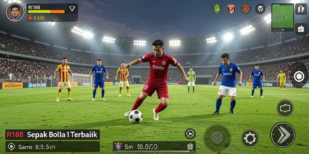 Screenshot gameplay RI188 dengan aksi seru dalam pertandingan sepak bola.