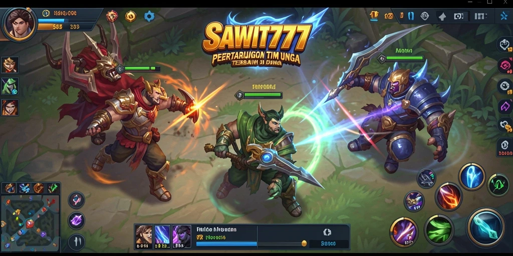 Tampilan seru gameplay <strong>SAWIT777</strong> saat pertarungan tim berlangsung.