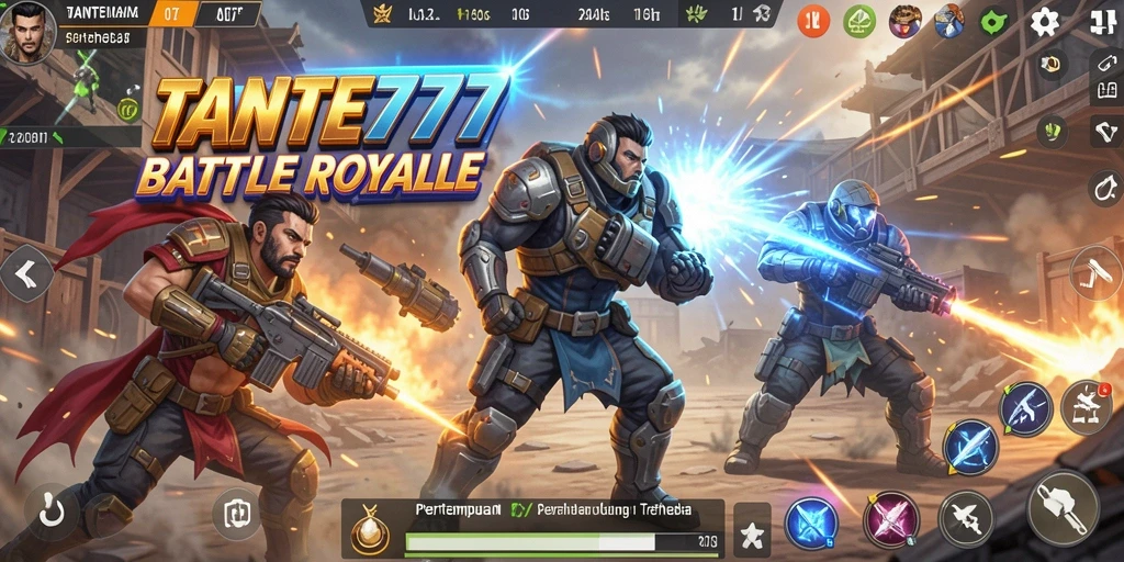 Tampilan gameplay seru dalam TANTE777 dengan aksi pertempuran sengit.