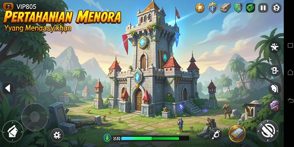 Tangkapan layar menampilkan aksi seru dalam game Tower Defense.