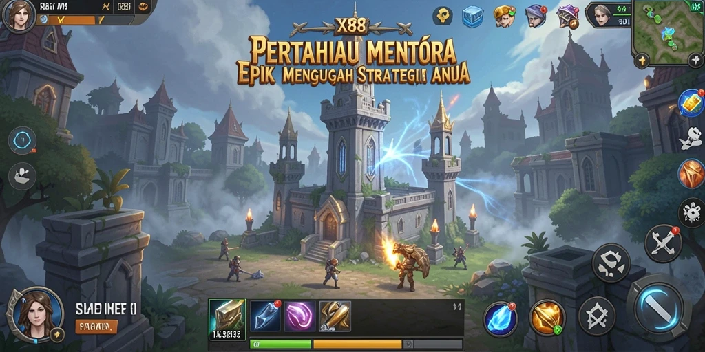 Gameplay seru X88 dengan pertahanan menara yang strategis.